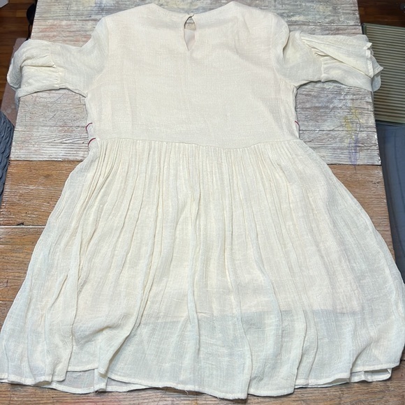 Umgee off white with/ cream color floral embroidery long shirt/dress - Picture 3 of 3